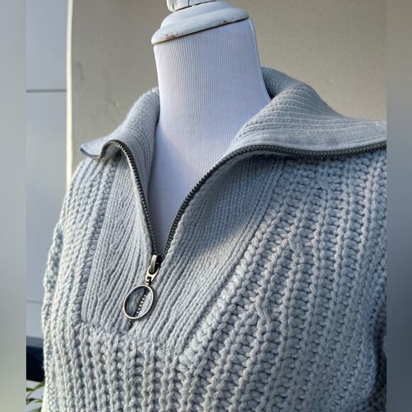 Design History Cable Knit Collar Zip Sweater in Pale Blue, M ☕️ - Picture 3 of 12